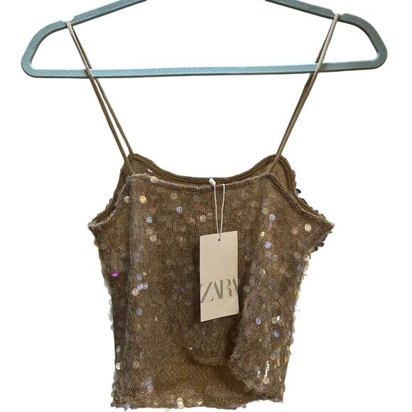 Nwt- Zara 2 pc sequins pants & top set-M - Picture 3 of 6